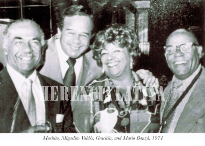 Machito, Miguelito Valdés, Graciela, Mario Bauzá, 1974 – Foto archivo de Max Salazar.